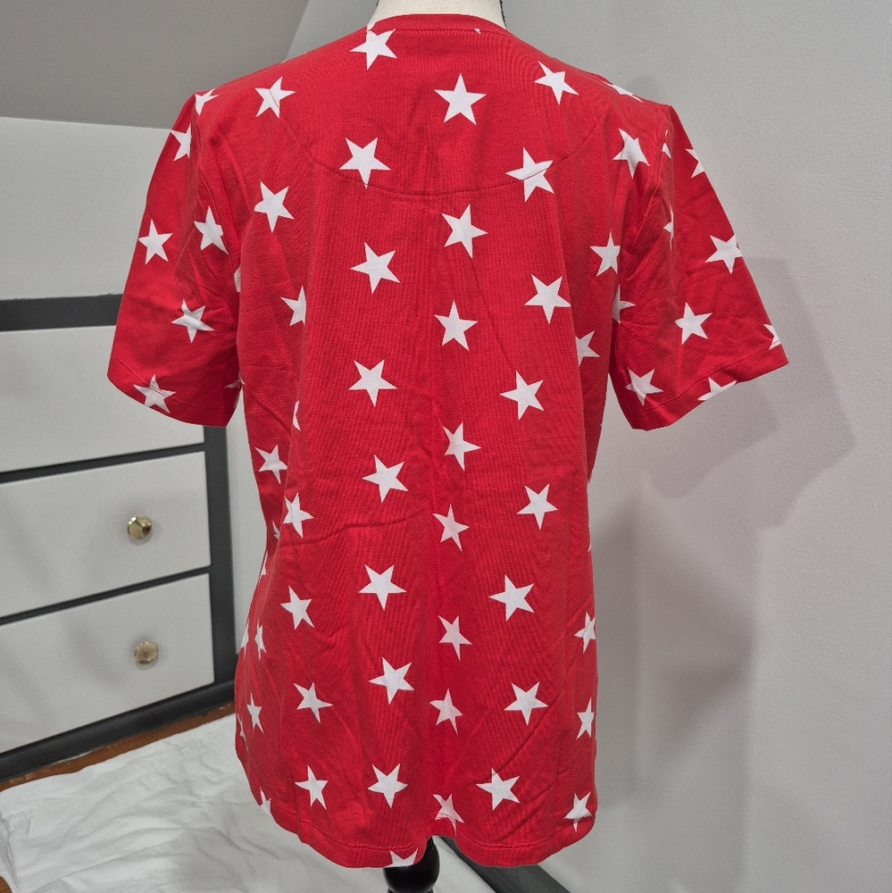 Red Star Patterned Women's Top - Picture 3 of 7